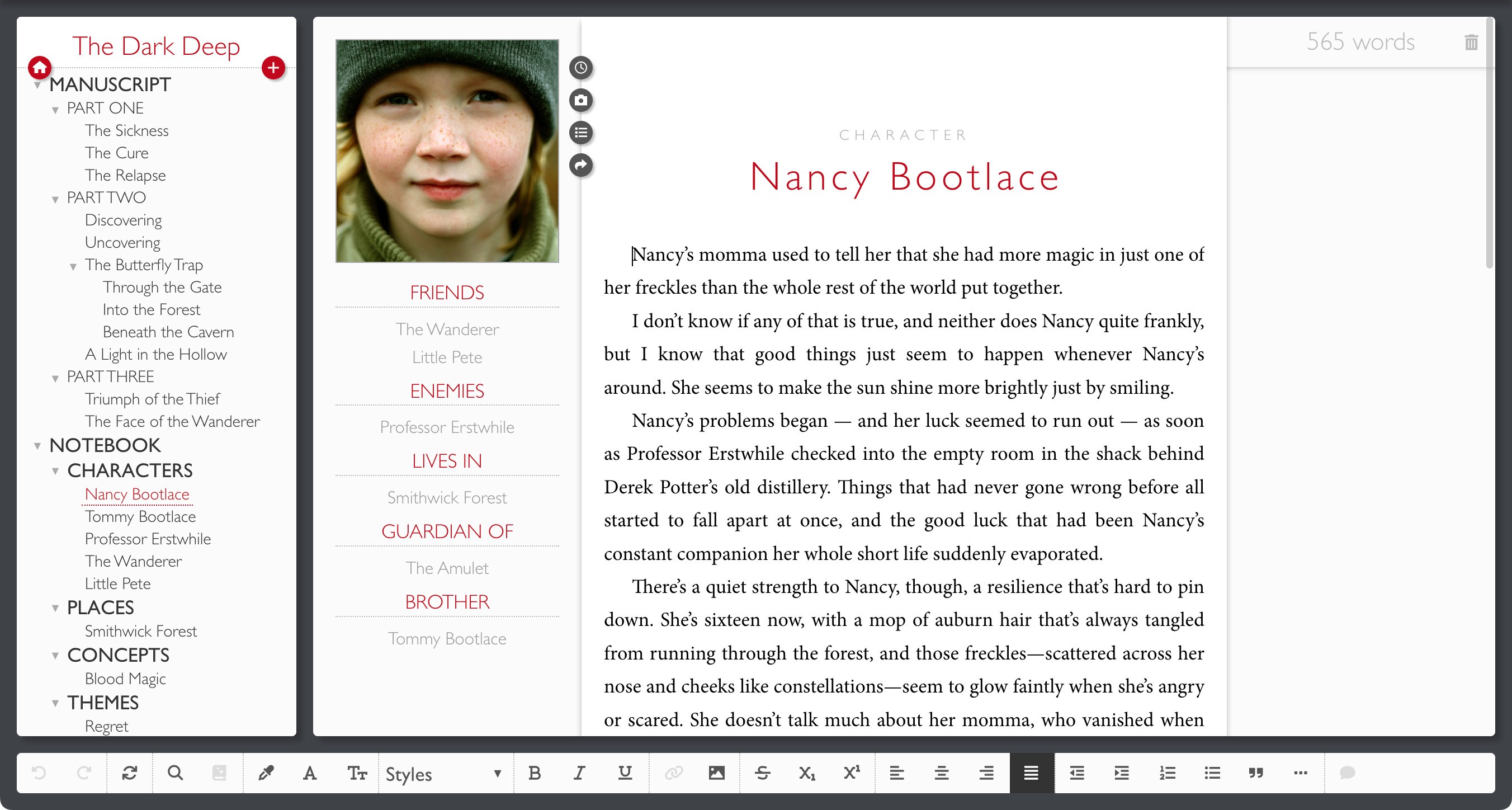 World-building and character notes